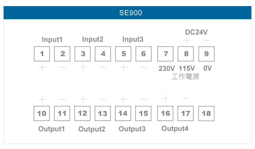 SE900多組輸出信號轉換器接線圖