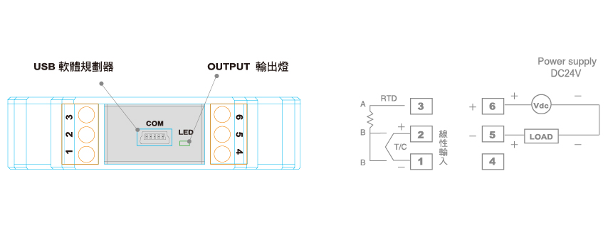 SD100滑軌型單組信號轉換器接線圖